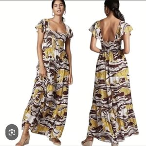Anthropologie Panther Ruffled Maxi Dress